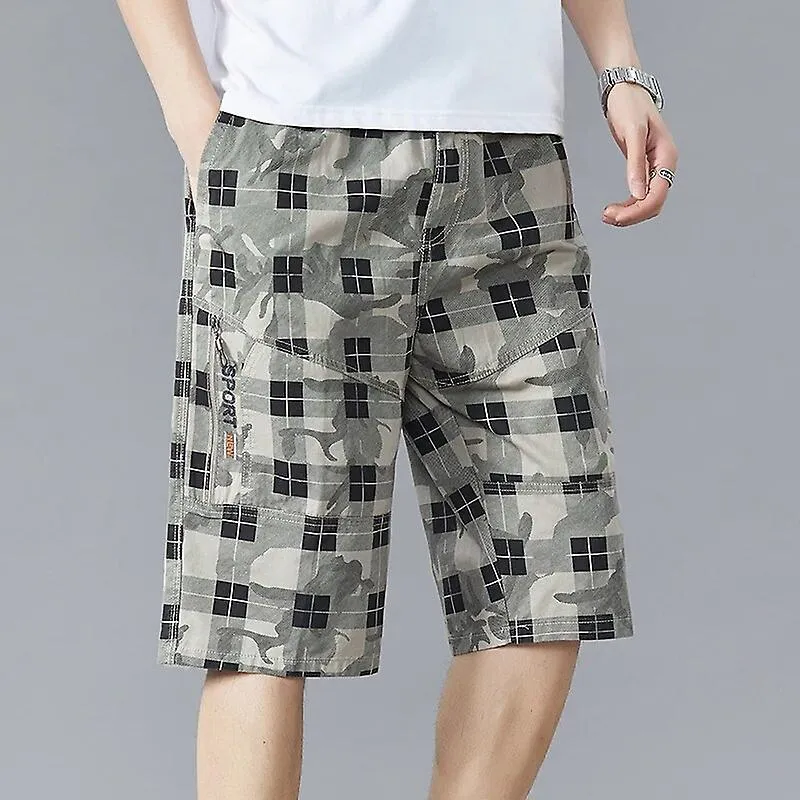 2023 Men Summer Casual Cargo Shorts Mens Fashion Cotton Elastic Waist Shorts Men Bermuda Breathable Quick Dry Beach Shorts Male