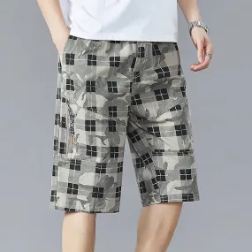 2023 Men Summer Casual Cargo Shorts Mens Fashion Cotton Elastic Waist Shorts Men Bermuda Breathable Quick Dry Beach Shorts Male