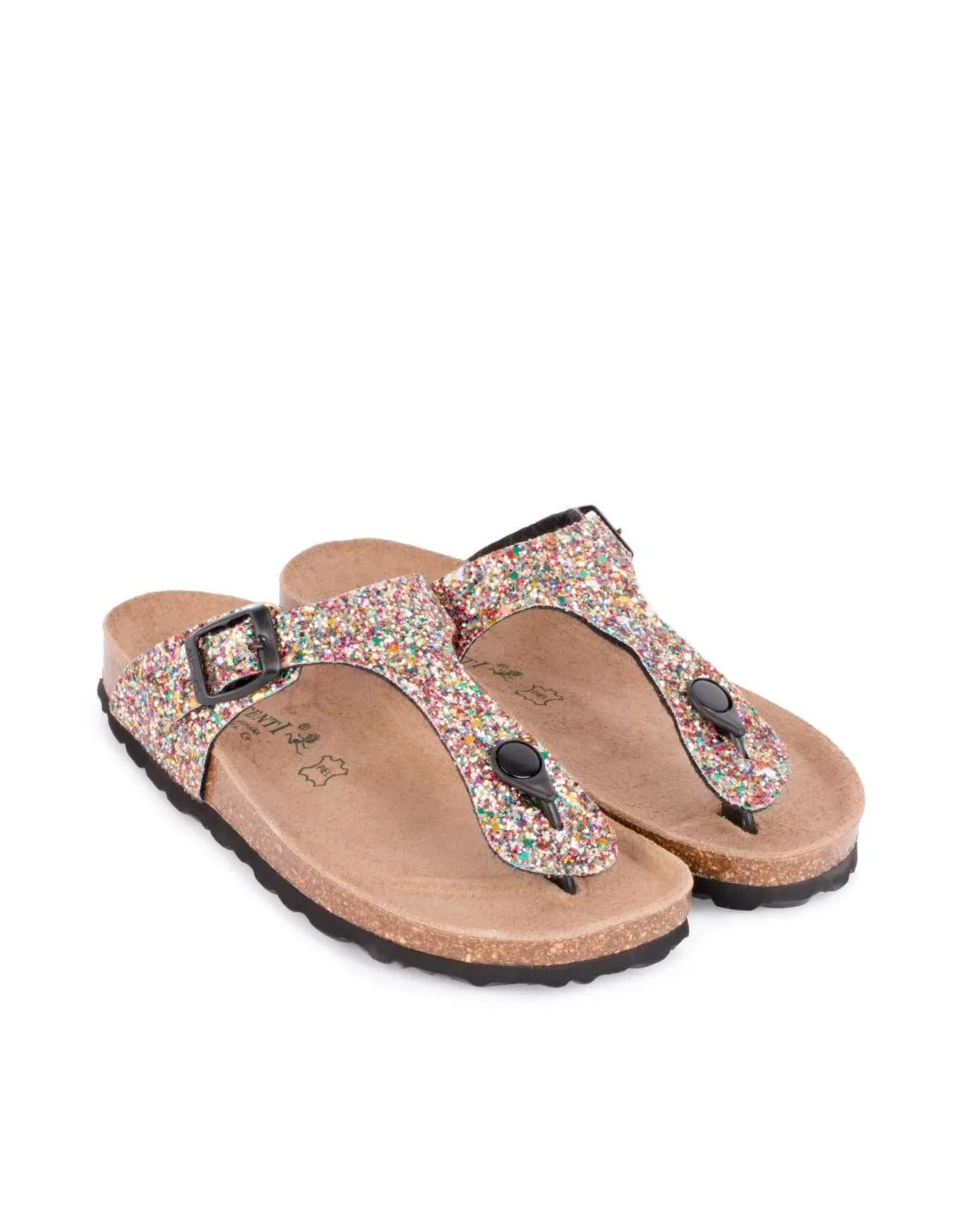 AUTENTI Sandalias Glitter Suela Corcho