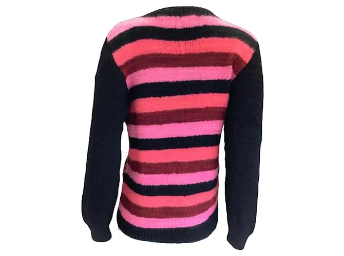 Autre Marque El anciano condicionante negro / Tejido a mano multicolor rosa 3Suéter con cuello redondo D Mantra 