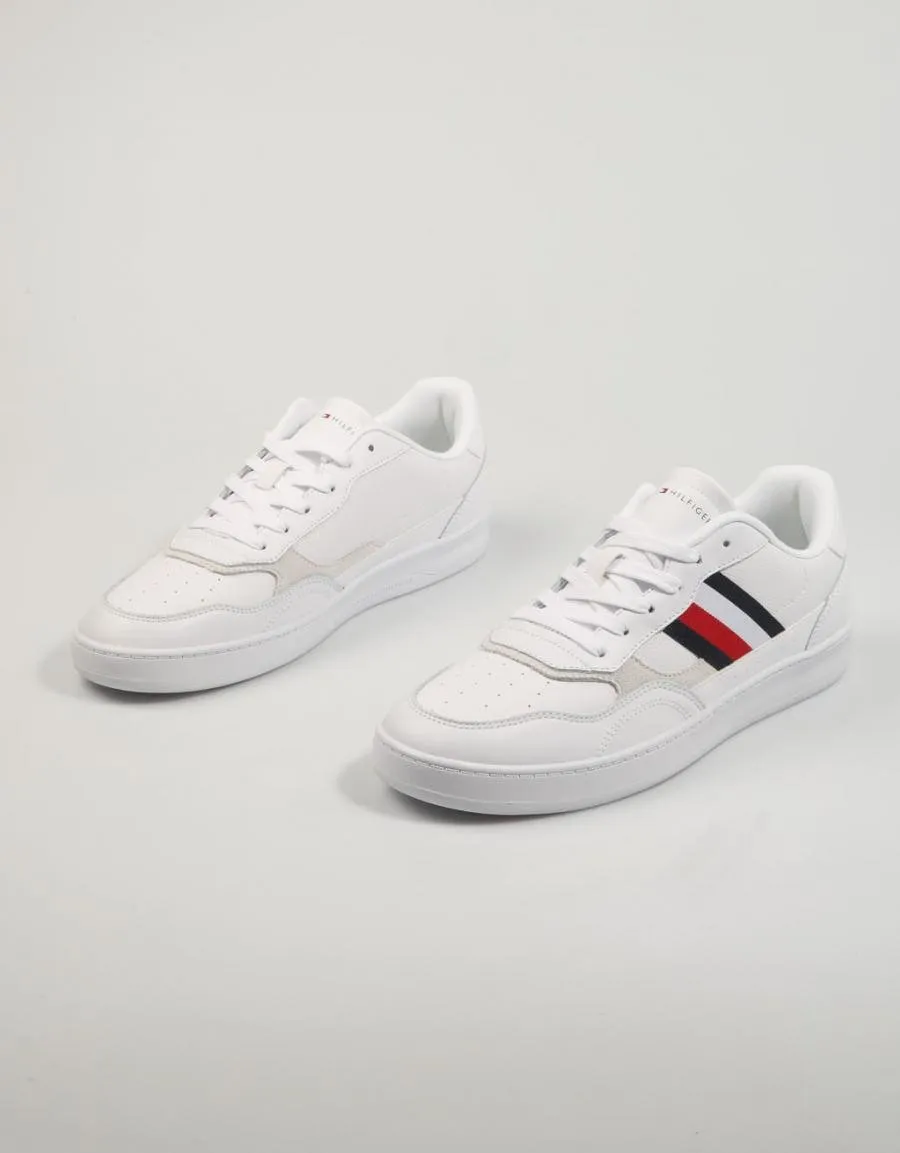  baskets TOMMY HILFIGER Court Cupsole Retro Lth Stripes en Blanc 83062