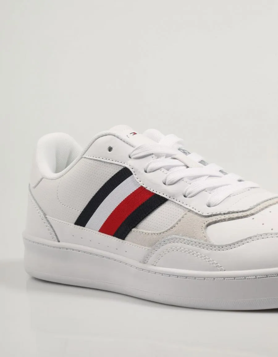  baskets TOMMY HILFIGER Court Cupsole Retro Lth Stripes en Blanc 83062