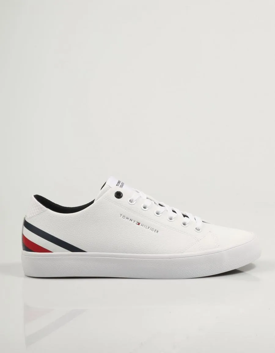  baskets TOMMY HILFIGER Th Hi Vulc Core Low Lth Stripes en Blanc 83061