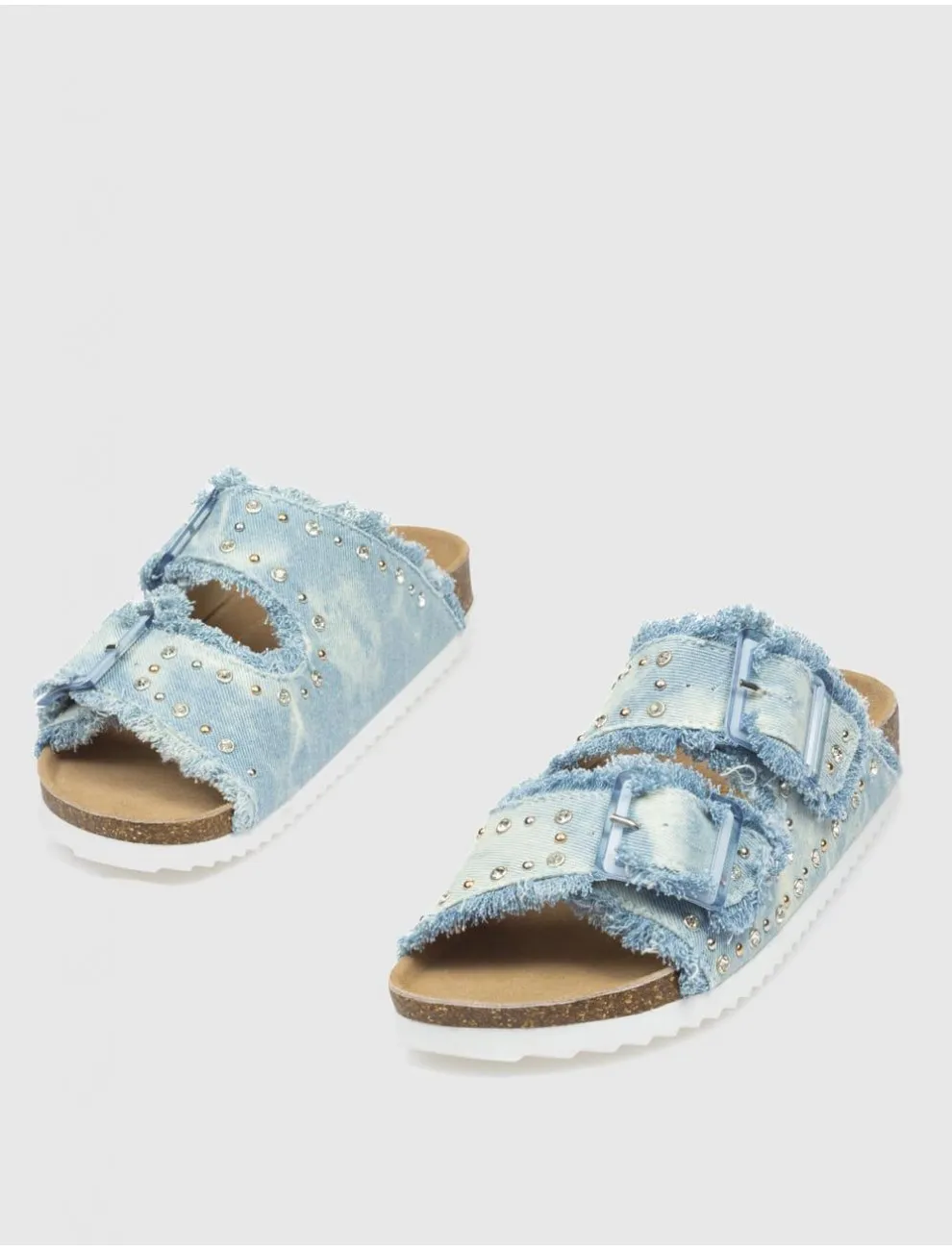 Bio Colors Of California Two Buckle Denim Sandal Azul