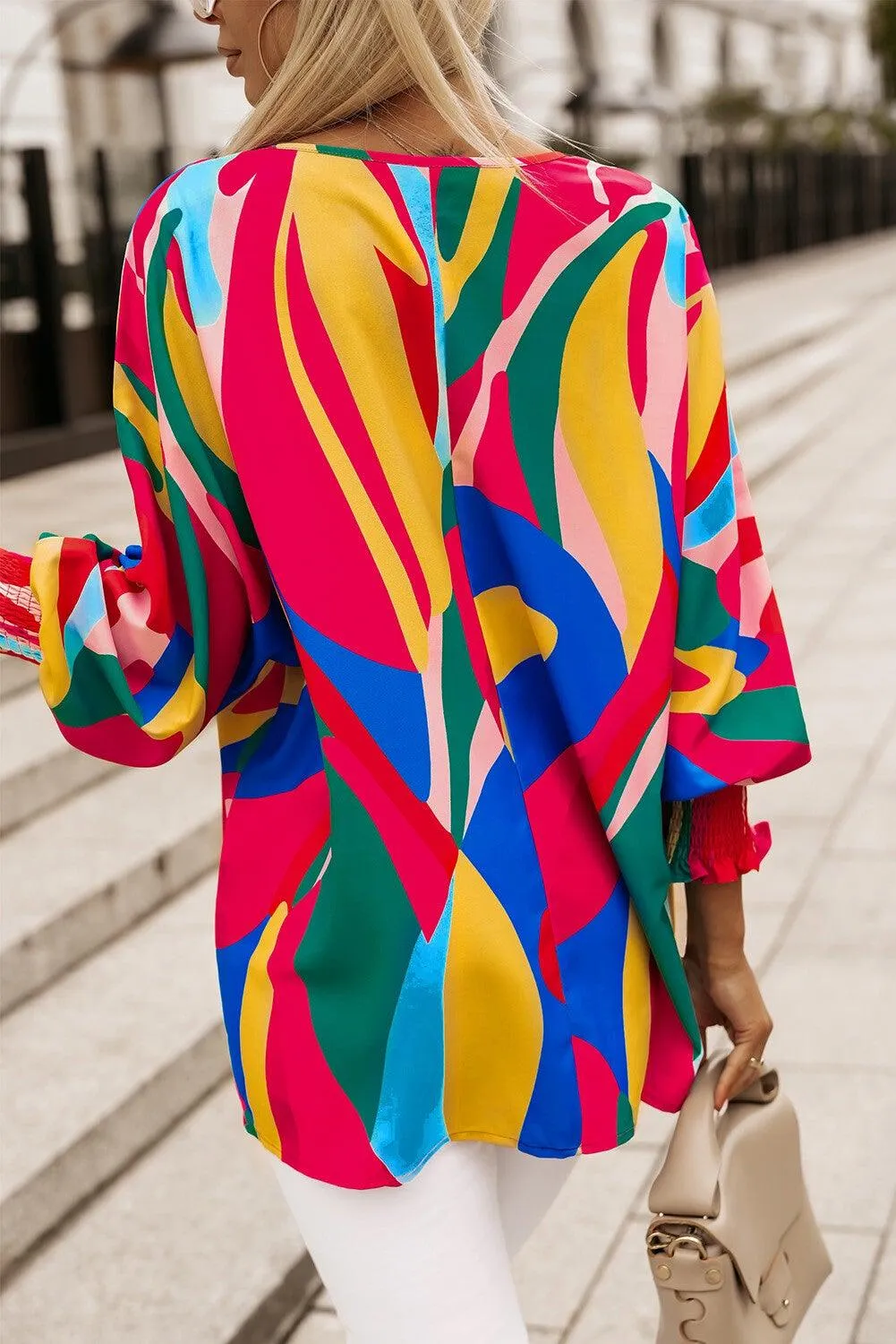 Blusa con manga farol y estampado