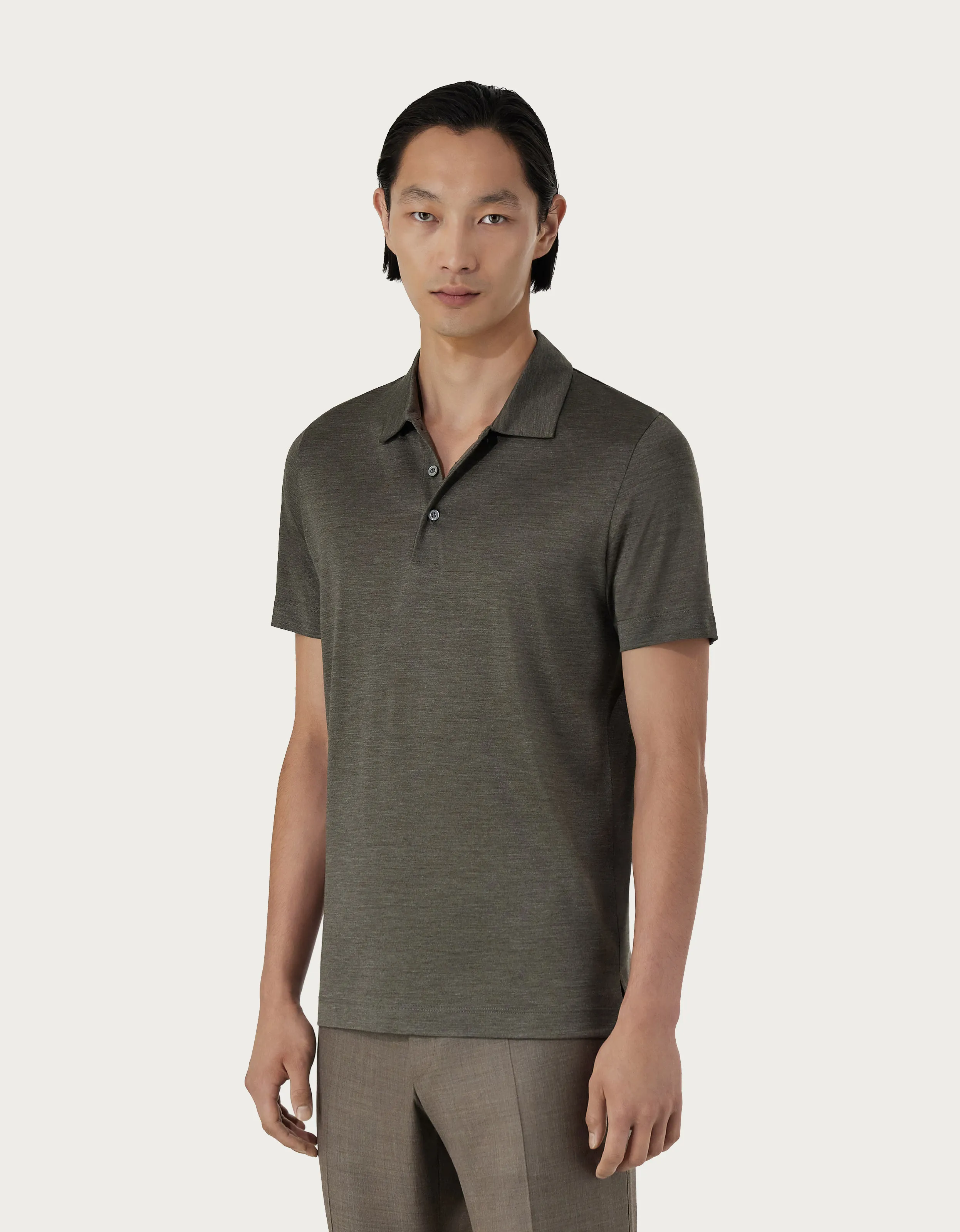 Brown polo shirt in silk 