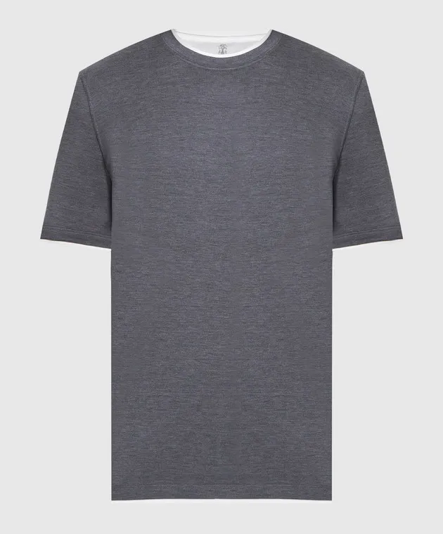 Brunello Cucinelli Gray t-shirt with layering effect