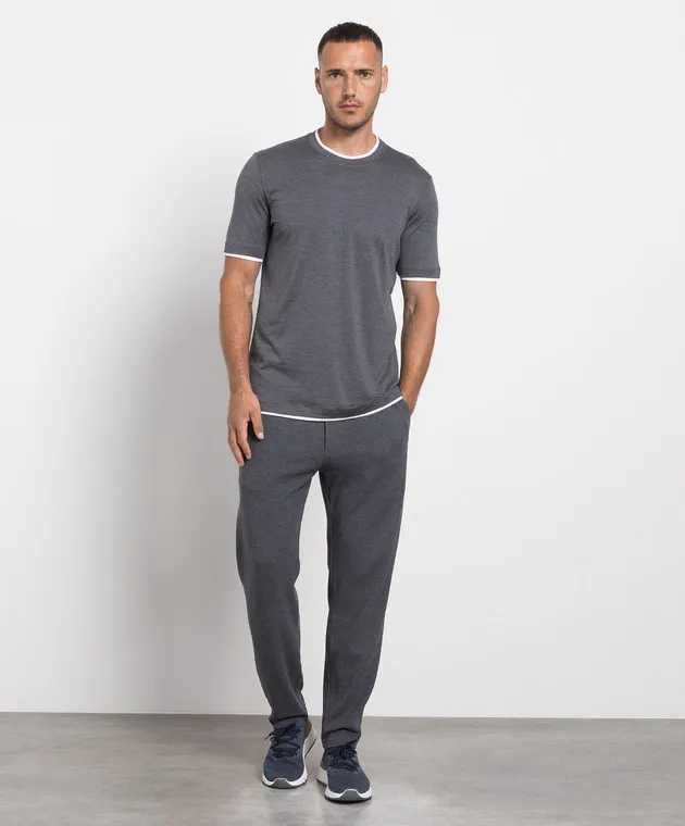 Brunello Cucinelli Gray t-shirt with layering effect