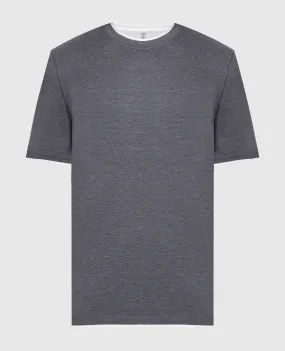 Brunello Cucinelli Gray t-shirt with layering effect