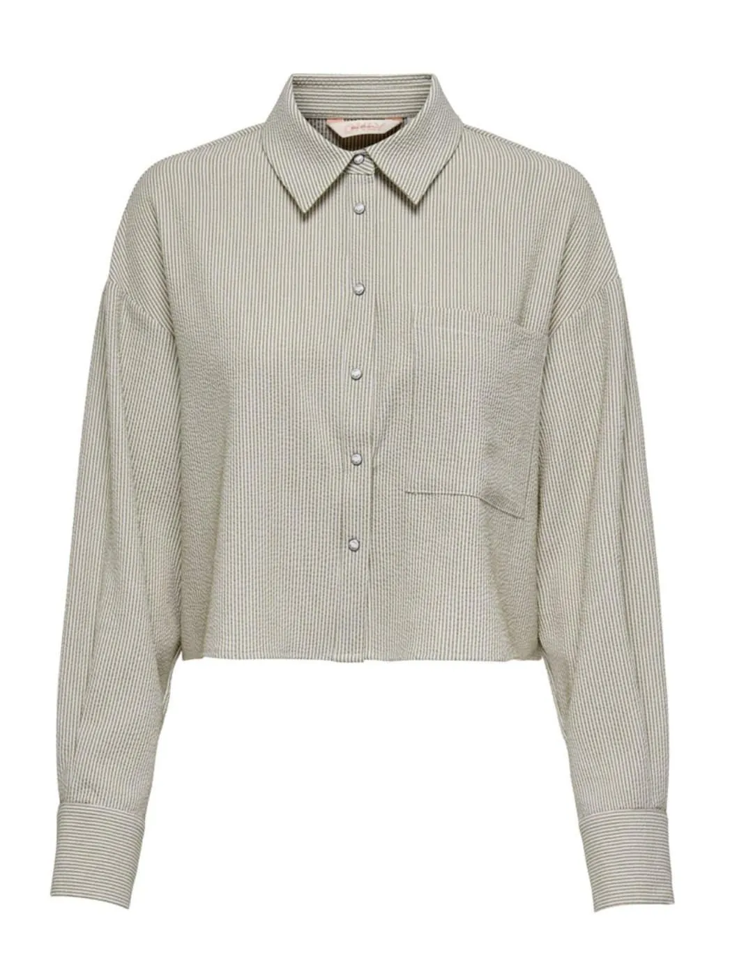 Camisa cropped Only Lecey blanco raya marrón para mujer