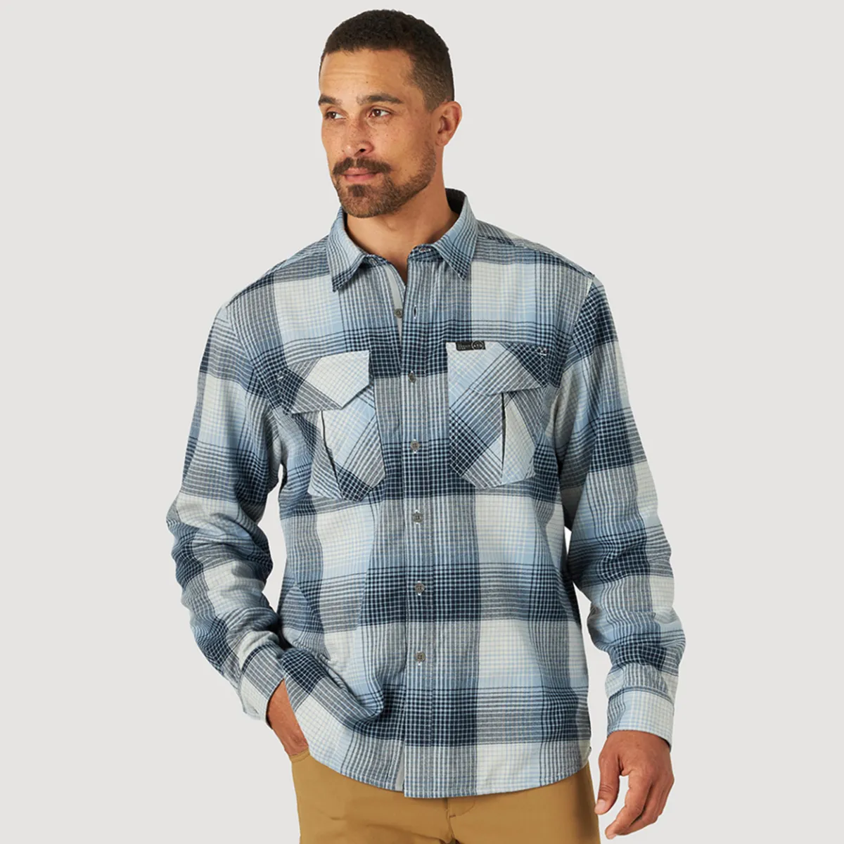 Camisa Manga Larga Outdoor Hombre ATG By Wrangler Thermal Lined Flannel Azul