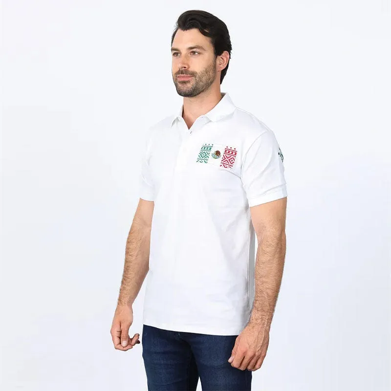 Camisa Platini Polo Modern Fit Stretch Mexico Blanca