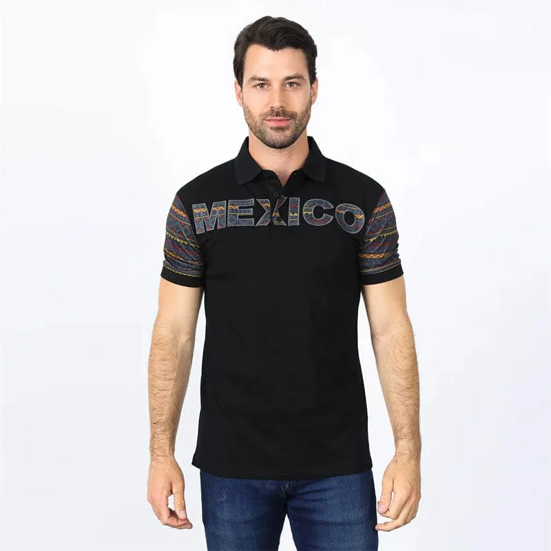 Camisa Platini Polo Modern Fit Stretch Mexico Negra