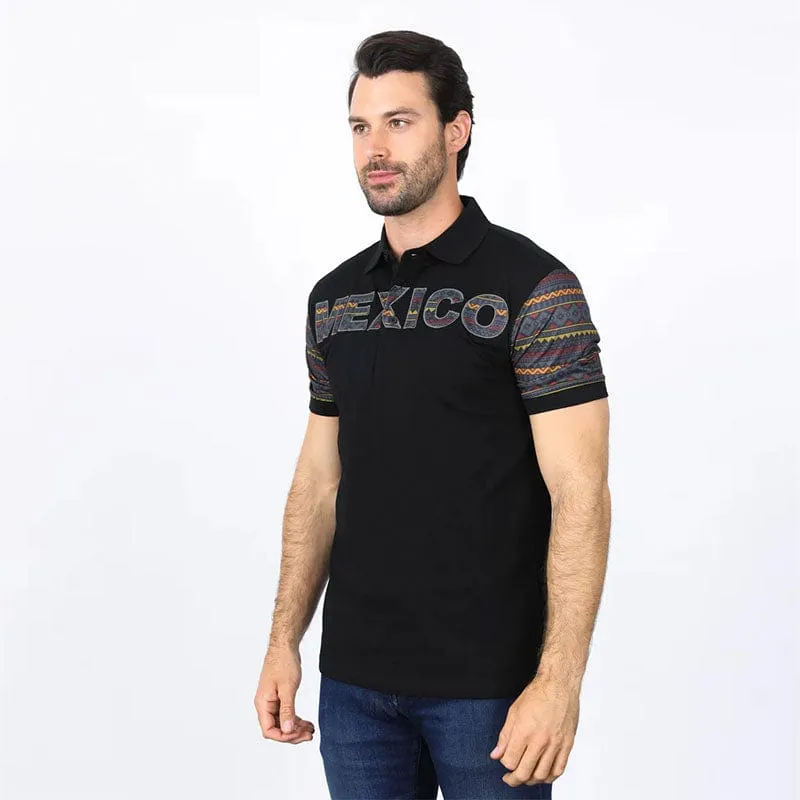 Camisa Platini Polo Modern Fit Stretch Mexico Negra