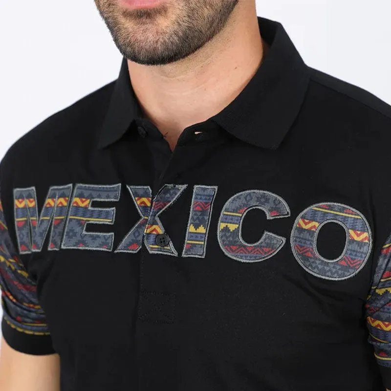 Camisa Platini Polo Modern Fit Stretch Mexico Negra