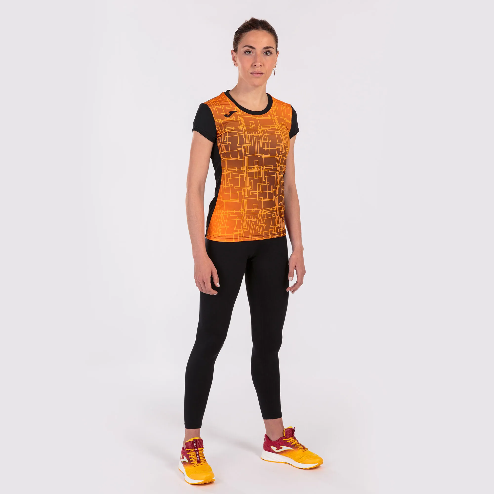 Camiseta manga corta mujer Elite VIII negro naranja