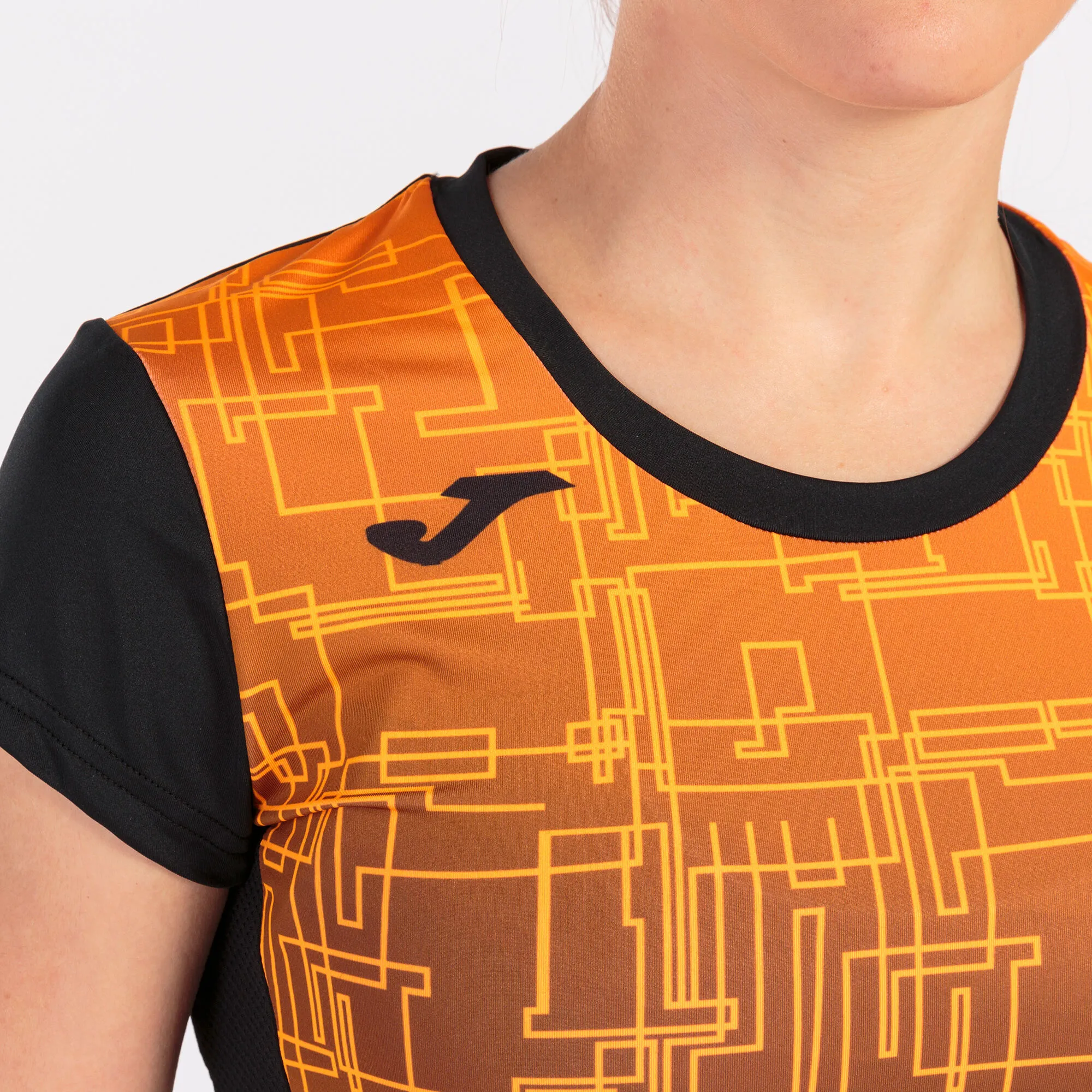 Camiseta manga corta mujer Elite VIII negro naranja