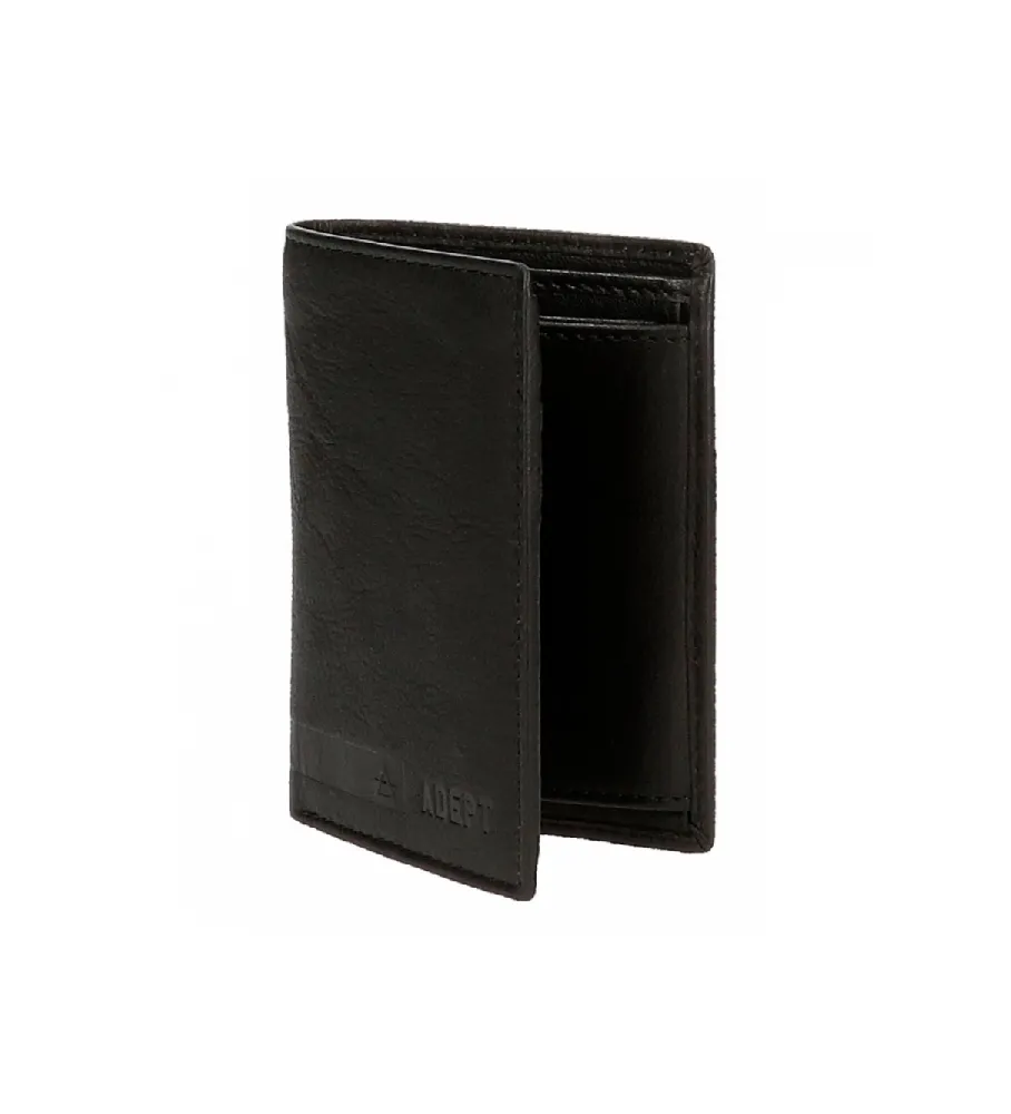 Cartera Adept Alan vertical con monedero Negro -8,5x11,5x1cm-