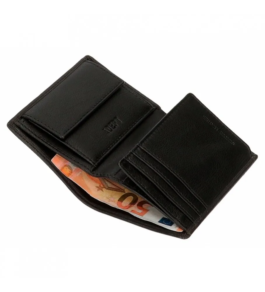 Cartera Adept Alan vertical con monedero Negro -8,5x11,5x1cm-