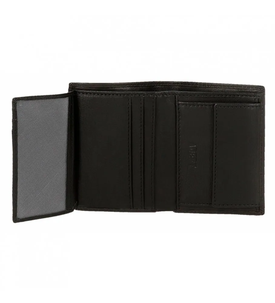 Cartera Adept Alan vertical con monedero Negro -8,5x11,5x1cm-