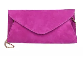 Cartera Ante Buganvilla Con Tapa y Cadena