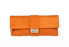 Cartera Ante Naranja Pieza Central Con Broche