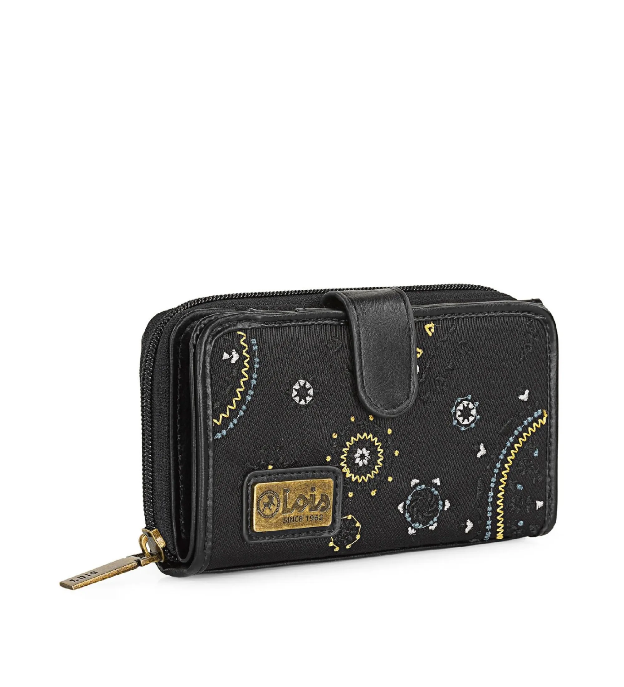 Cartera estampada con Bordados  304416 negro