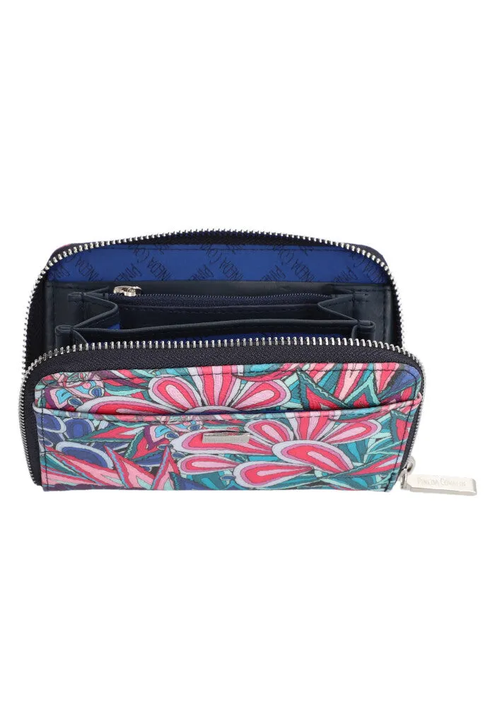 Cartera Mediana Santuario Cactáceas Azul/Rosa