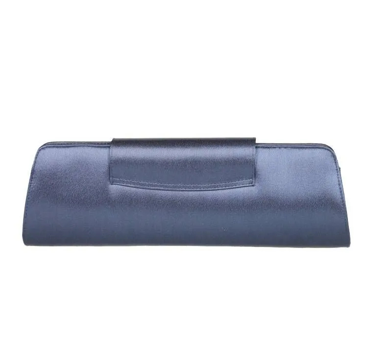 Cartera Raso Azul Tapa Brillantes Borde