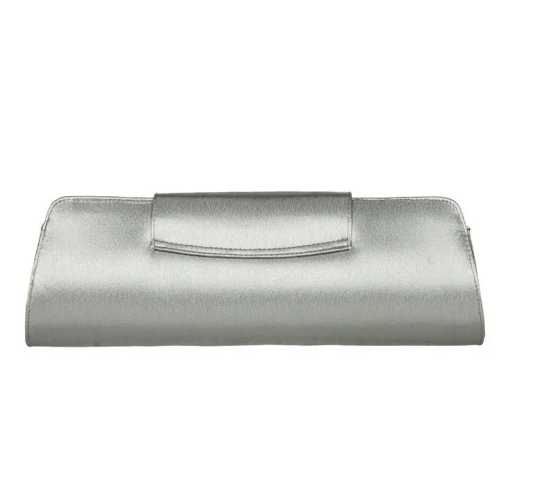 Cartera Raso Plata Tapa Brillantes Bordes