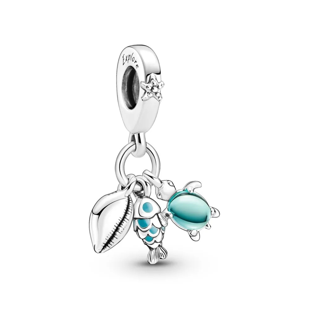 Charm Colgante Triple Pez, Tortuga Marina y Concha 791697C01