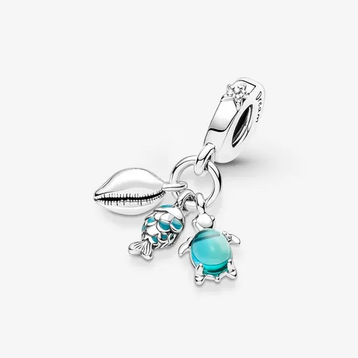 Charm Colgante Triple Pez, Tortuga Marina y Concha 791697C01