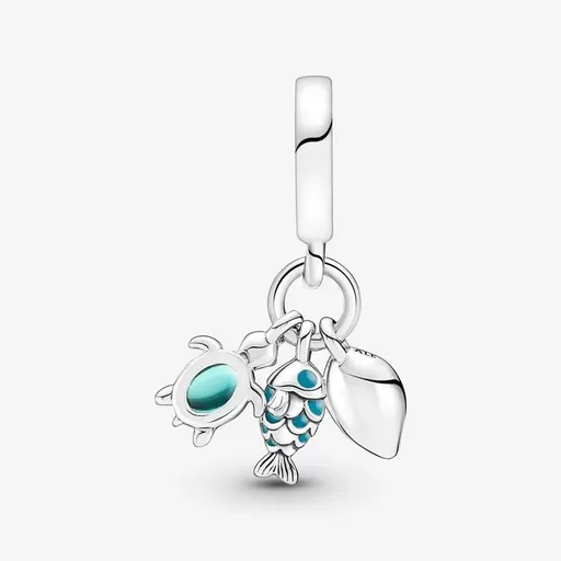 Charm Colgante Triple Pez, Tortuga Marina y Concha 791697C01