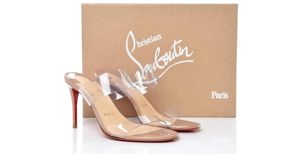 Christian Louboutin Sandalias Just Nothing de 85 mm - PVC y ternera de charol - Rubor - Mujer Beige 