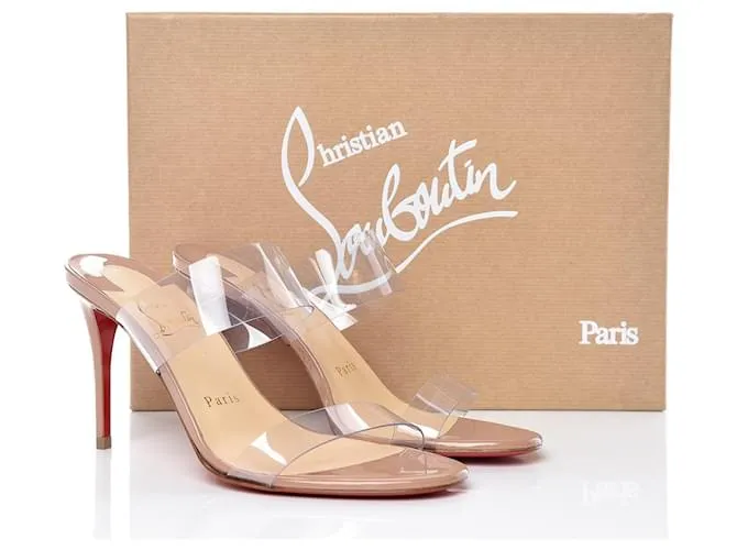 Christian Louboutin Sandalias Just Nothing de 85 mm - PVC y ternera de charol - Rubor - Mujer Beige 