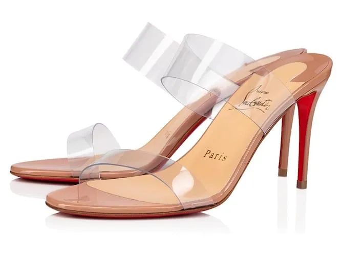 Christian Louboutin Sandalias Just Nothing de 85 mm - PVC y ternera de charol - Rubor - Mujer Beige 