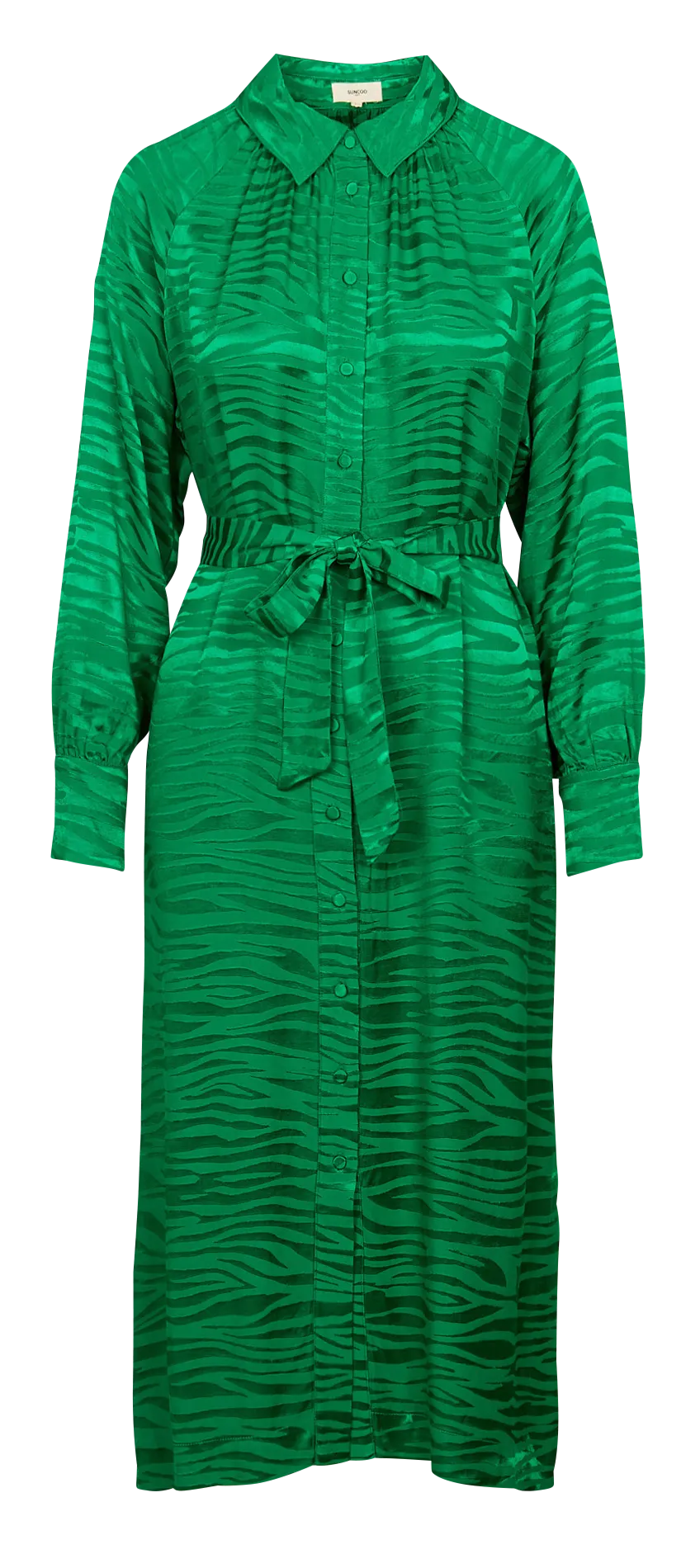 CRAFT - Vestido midi de jacquard con cuello clásico en verde