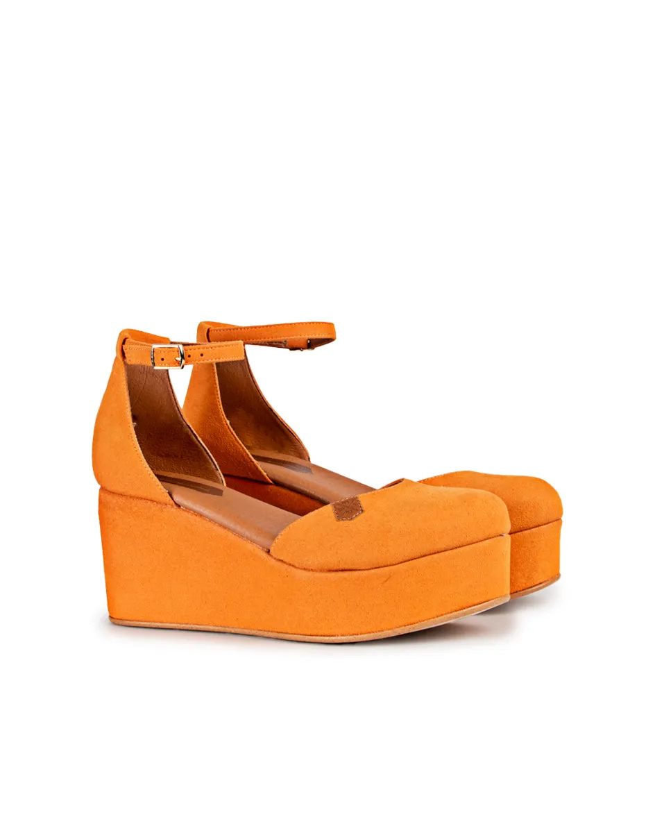 Cuña Baja Cantalar Suede Naranja