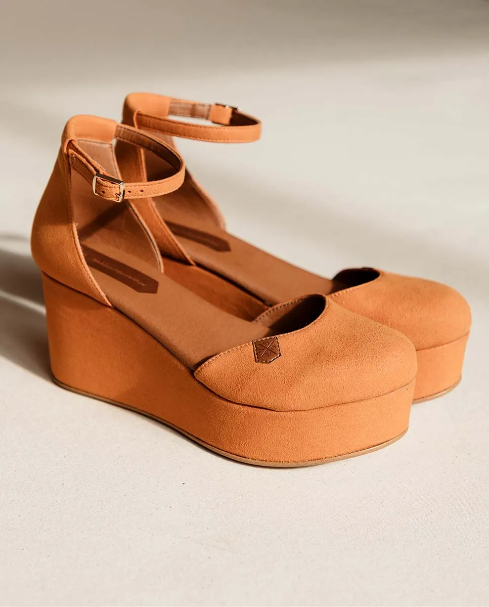 Cuña Baja Cantalar Suede Naranja