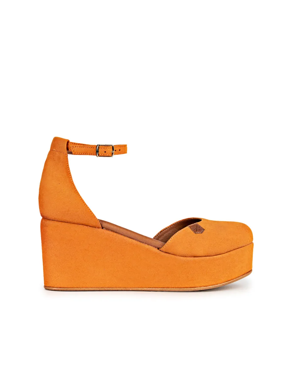 Cuña Baja Cantalar Suede Naranja