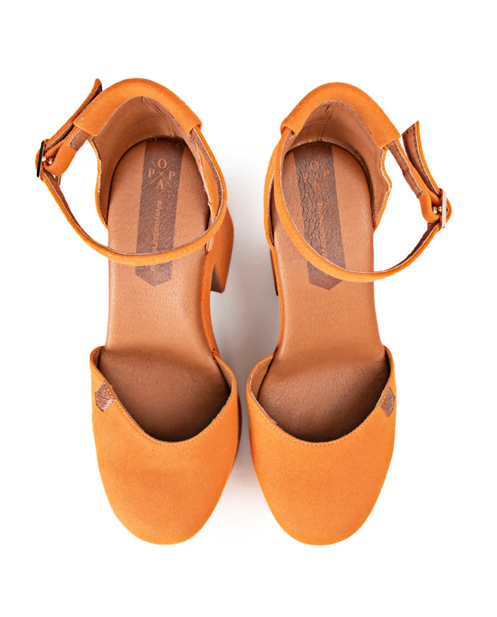 Cuña Baja Cantalar Suede Naranja