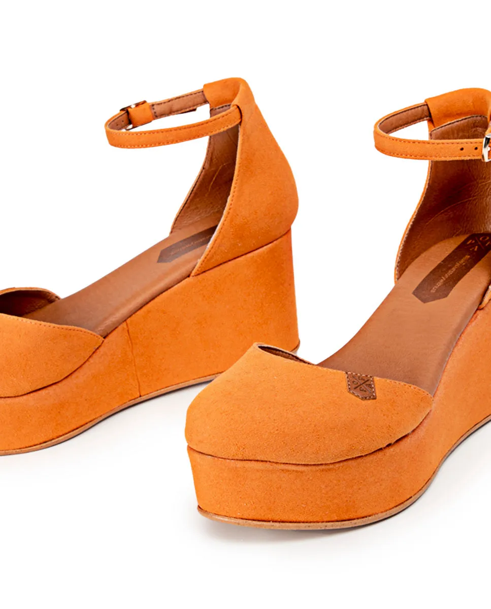 Cuña Baja Cantalar Suede Naranja