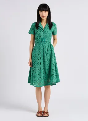 DAISIE - Vestido camisero de jacquard de algodón en verde