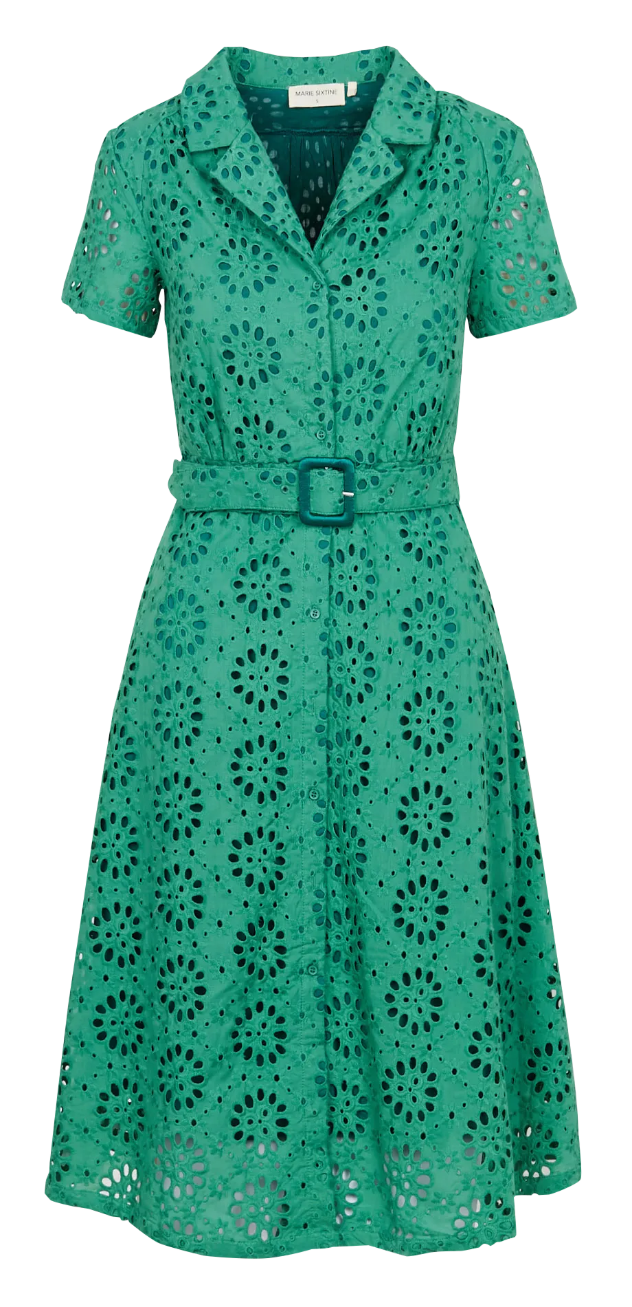 DAISIE - Vestido camisero de jacquard de algodón en verde