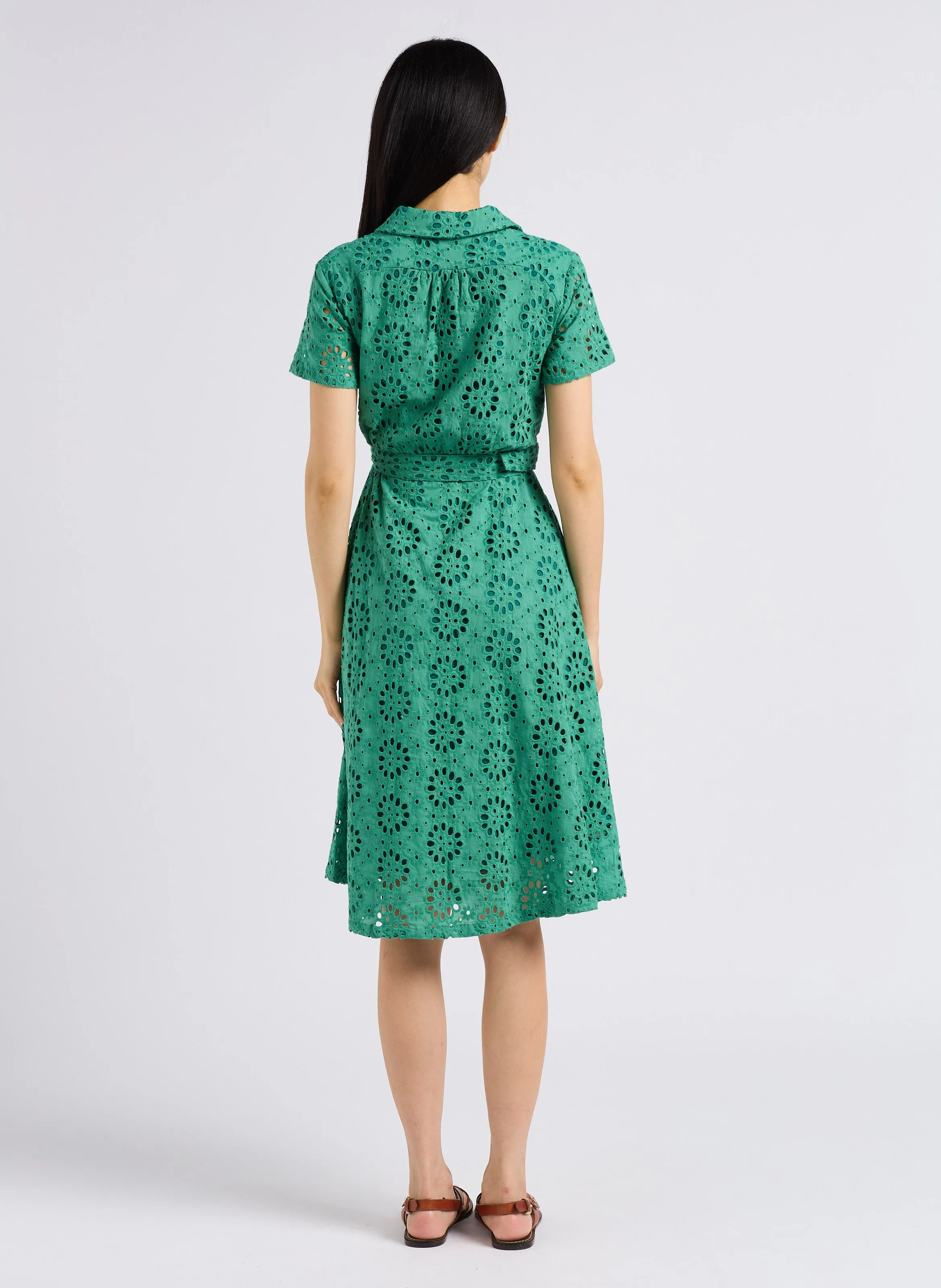 DAISIE - Vestido camisero de jacquard de algodón en verde