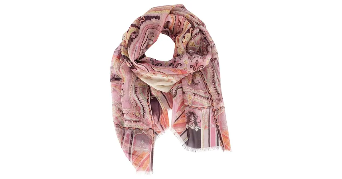 Etro Paisley Pañuelo De Seda Rosa 