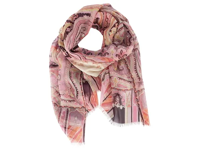 Etro Paisley Pañuelo De Seda Rosa 