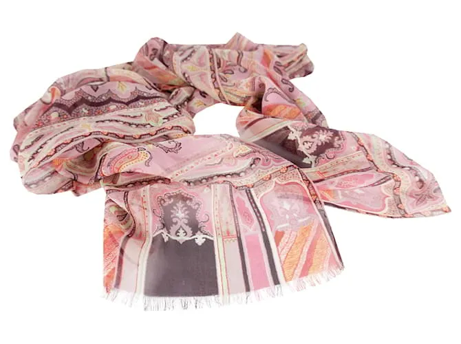 Etro Paisley Pañuelo De Seda Rosa 