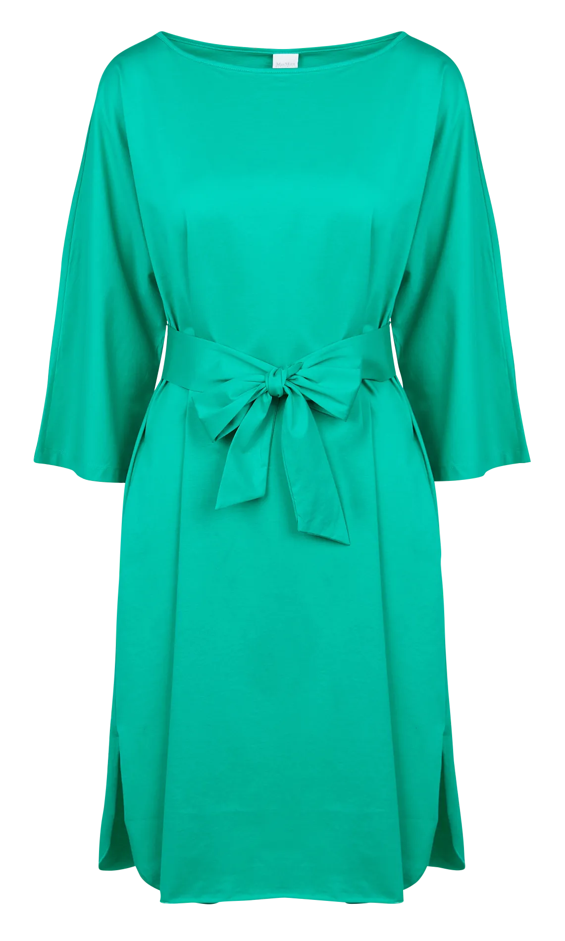 FARISCO - Vestido midi de algodón con cuello redondo en verde