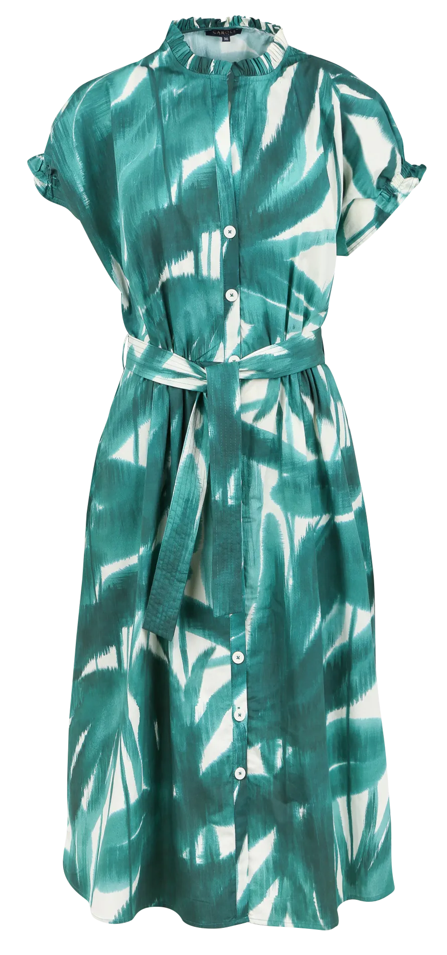 FRANNY - Vestido camisero estampado de algodón en verde